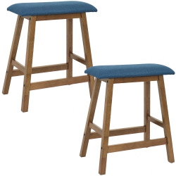 SUNNYDAZE DECOR Sunnydaze Wood Counter-Height Stool With Cushion - Weathered Oak - Set Of 2