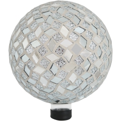 SUNNYDAZE DECOR Sunnydaze Mirrored Diamond Mosaic Gazing Globe - 10 In - In Gray