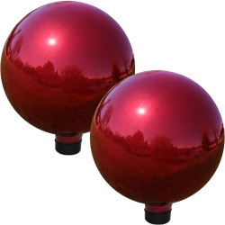 SUNNYDAZE DECOR Sunnydaze Mirro Glass Gazing Globe - 10 In - - Set Of 2 In Red
