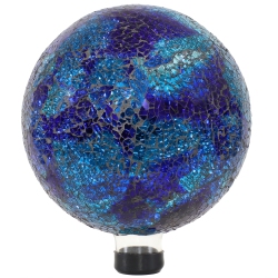 SUNNYDAZE DECOR Sunnydaze Deep Ocean Swirl Crackled Glass Gazing Globe - 10 In