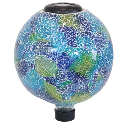SUNNYDAZE DECOR Sunnydaze Azul Terra Crackled Glass Solar Gazing Globe - 10 In