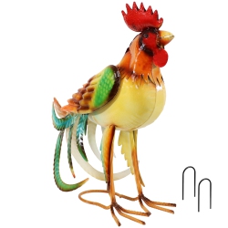 SUNNYDAZE DECOR Sunnydaze Romeo The Rooster Outdoor Metal Statue - 16 In