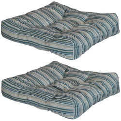 SUNNYDAZE DECOR Sunnydaze Outdoor Square Tufted Seat Cushion - Neutral Stripes - Set Of 2