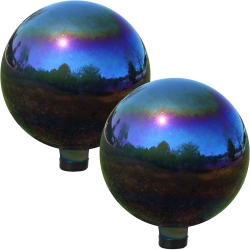 SUNNYDAZE DECOR Sunnydaze Mirrored Glass Gazing Globe - 10 In - Rainbow - Set Of 2