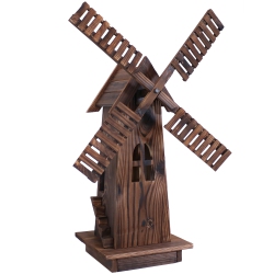 SUNNYDAZE DECOR Sunnydaze Dutch Windmill Outdoor Decorative Wood Yard Art Statue - 39 In
