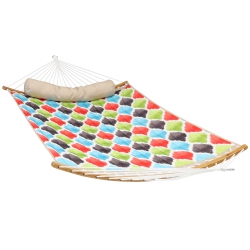 SUNNYDAZE DECOR Sunnydaze 2-Person Quilted Hammock With Curved Spreader Bar - Multi-Color