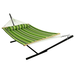 SUNNYDAZE DECOR Sunnydaze 2-Person Quilted Fabric Hammock With Steel Stand - Melon Stripe