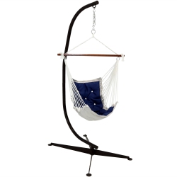 SUNNYDAZE DECOR Sunnydaze Polyester Victorian Hammock Chair With Steel C-Stand - In Navy Blue