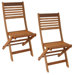 SUNNYDAZE DECOR Sunnydaze Meranti Wood Folding Patio Dining Chair - Set Of 2