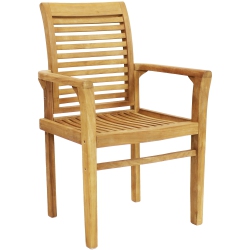 SUNNYDAZE DECOR Sunnydaze Solid Teak Wood Patio Slat-Back Dining Armchair