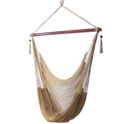 SUNNYDAZE DECOR Sunnydaze Extra Large Polyester Rope Hammock Chair And Spreader Bar - In Tan