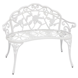 SUNNYDAZE DECOR Sunnydaze 2-Person Classic Rose Cast Aluminum Outdoor Garden Bench - In White