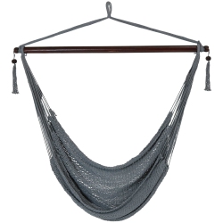 SUNNYDAZE DECOR Sunnydaze Extra Large Polyester Rope Hammock Chair With Spreader Bar - In Gray