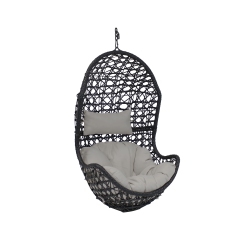 SUNNYDAZE DECOR Sunnydaze Resin Wicker Basket Hanging Egg Chair With Cushions - Gray In Black