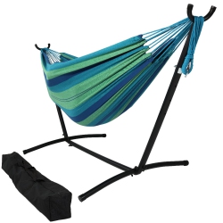 SUNNYDAZE DECOR Sunnydaze Large Cotton Hammock With Steel Stand And Carrying Case - Oasis