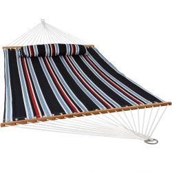 SUNNYDAZE DECOR Sunnydaze Large Quilted Fabric Hammock With Spreader Bars - Nautical Stripe