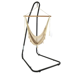 SUNNYDAZE DECOR Sunnydaze Extra Large Cotton Rope Hammock Chair With Steel Stand - Natural