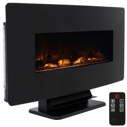 SUNNYDAZE DECOR Sunnydaze 35.75 In Curved Face Wall Or Freestanding Electric Fireplace
