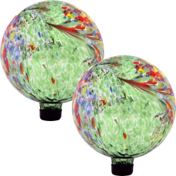 SUNNYDAZE DECOR Sunnydaze Artistic Glass Gazing Globe - 10 In - Set Of 2 In Green