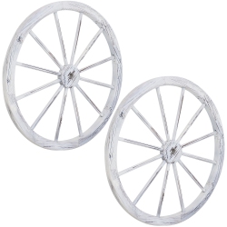 SUNNYDAZE DECOR Sunnydaze Wagon Wheel Indoor/outdoor Statue - 29 In - Set Of 2 - In White