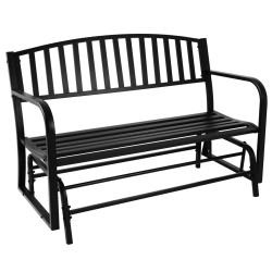 SUNNYDAZE DECOR Sunnydaze 2-Person Steel Outdoor Glider Garden Bench - In Black