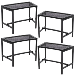 SUNNYDAZE DECOR Sunnydaze Mesh Metal Patio Curved Fire Pit Bench - - Set Of 4 In Black