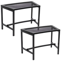 SUNNYDAZE DECOR Sunnydaze Mesh Metal Patio Curved Fire Pit Bench - - Set Of 2 In Black