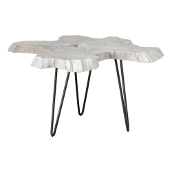 UTTERMOST Trillium Bleached Teak Wood And Metal Coffee Table In White/black