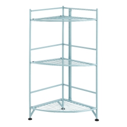 CONVENIENCE CONCEPTS Xtra Storage Three-Tier Folding Metal Corner Shelf With Seafoam Metal Frame In Blue