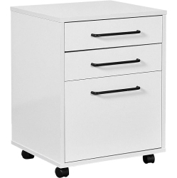 MOUSTACHE 3 Drawers 23" Deep Wood Mobile Filing Cabinets, Office Storage File Cabinet Storage Cart With 4 Casters for Letter Sized Documents