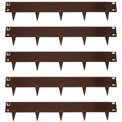 SUNNYDAZE DECOR Sunnydaze 5-Piece Steel Garden Border Fence Set - 16 Ft - In Brown