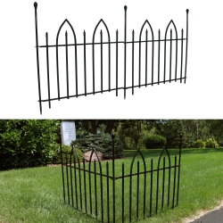 SUNNYDAZE DECOR Sunnydaze 2-Piece Gothic Arch Iron Garden Border Fencing - 6 Ft - In Black