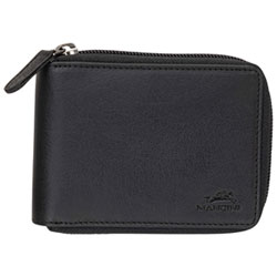 Mancini Buffalo RFID Genuine Leather Zippered Wallet Wallet - Brown
