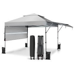 COSTWAY 10'x17.6'outdoor Instant Pop-Up Canopy Tent Dual Half Awnings Adjust Patio
