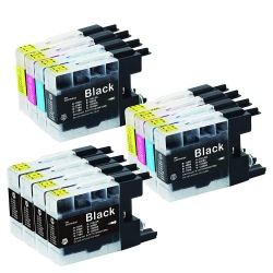 AXGEAR Brother Lc75 Compatible Ink Cartridge Combo High Yield 6B/2C/m/y 10/pack for Mfc-J280W Mfc-J425W Mfc-J430W