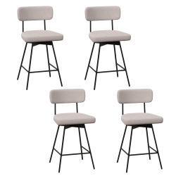 COSTWAY Set Of 4 Swivel Bar Stools Counter Height Upholstered Kitchen Dining Chair