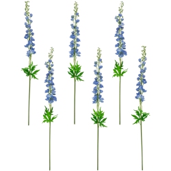 NORTHLIGHT Real Touch Delphinium Artificial Floral Stems, Set Of 6 - 40" In Blue