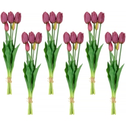 NORTHLIGHT Real Touch Artificial Tulip Floral Bundles, Set Of 6 - 18" In Purple