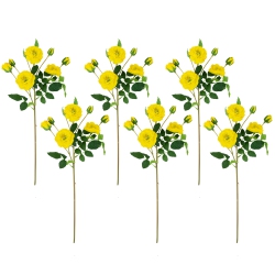 NORTHLIGHT Real Touch Artificial Camellia Rose Floral Sprays, Set Of 6 - 23" In Yellow