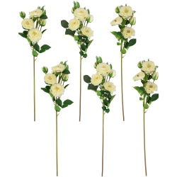 NORTHLIGHT Real Touch Artificial Camellia Rose Floral Sprays, Set Of 6 - 23" In White