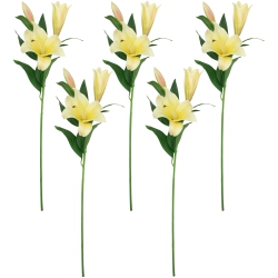 NORTHLIGHT Real Touch Artificial Lily Floral Stems, Set Of 5 - 38" In Yellow