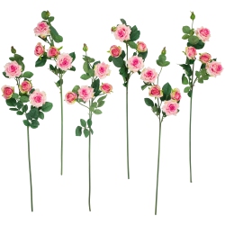 NORTHLIGHT Real Touch Coral Artificial Rose Floral Sprays, Set Of 6 - 35" In Pink