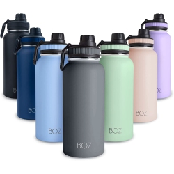 BOZ Stainless Steel Water Bottle Xl (1 L / 32OZ) Wide Mouth, Vacuum Double Wall Insulated (Grey)