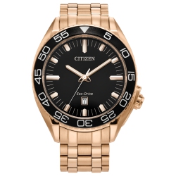 CITIZEN Mens Carson Eco-Drive Watch 42MM Rose Gold-Tone Stainless Steel Case And Bracelet With Dial (Aw1773-55E) In Black