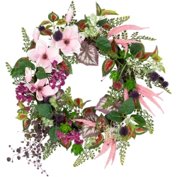 NORTHLIGHT Artificial Astilbe And Thistle Mixed Spring Floral Wreath - 24