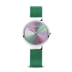 BERING Ladies Anniversary Stainless Steel Watch In Silver/green In Multicolor