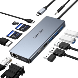 GIISSMO USB C Docking Station Dual Monitor, 13-In-1 USB-C Laptop Docking Station \w 4K HDMI, VGA, Pd, Ethernet, 3 USB 2.0, 2 USB 3.0, Sd/tf, Audio