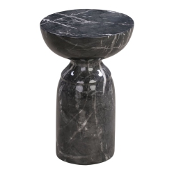 TOV FURNITURE Rue 20"h Transitional Marble Concrete Stone Side Table In In Black