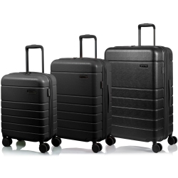 CHAMPS Linen Collection 3-Piece Hardside Luggage Set In Black