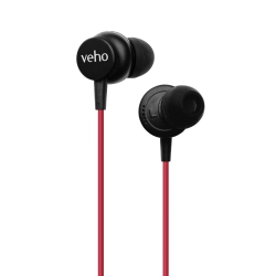 VEHO Z-3 In-Ear Stereo Headphones With Built-In Microphone And Remote Control - In Red